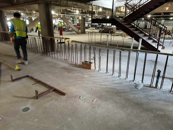 CMU layout in the basement of the Fort Lauderdale U.S. Courthouse construction site.